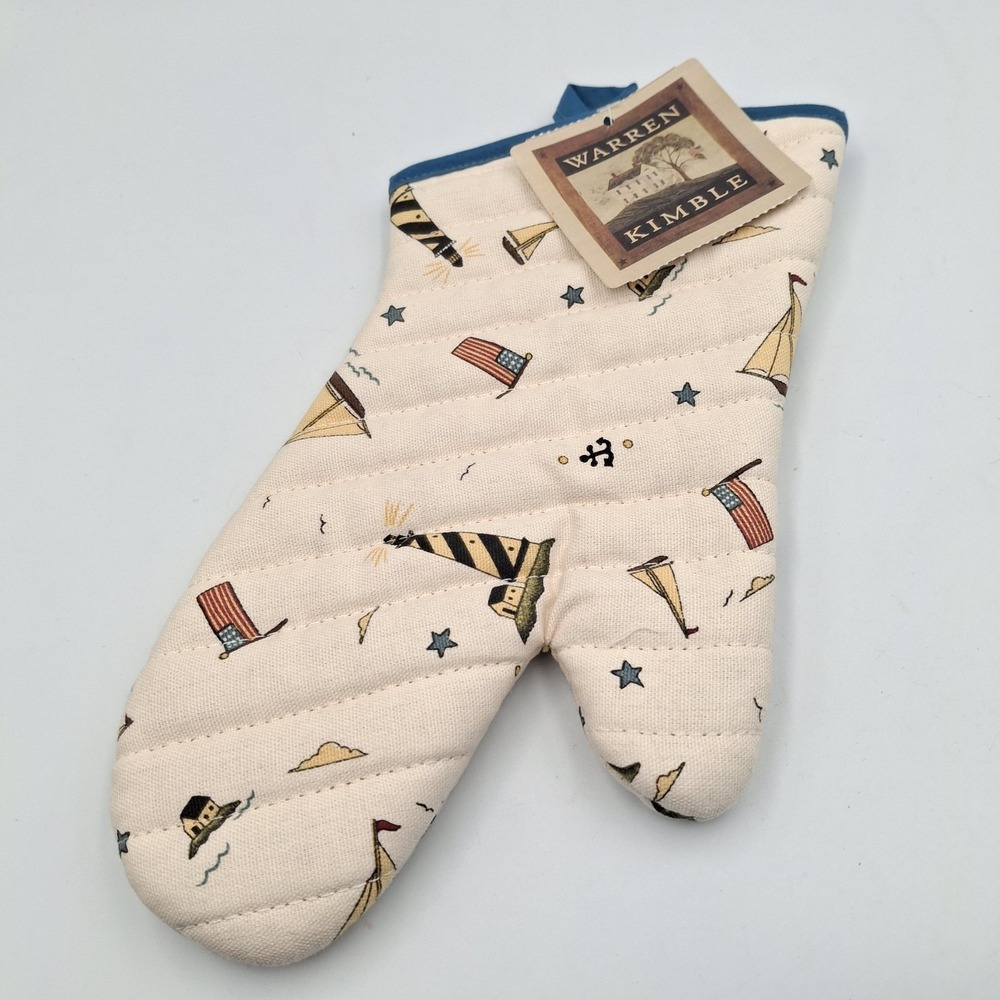 VTG Warren Kimble Coastal Breeze‎ Oven Mitt Nautical Lighthouse Sailboat New WT